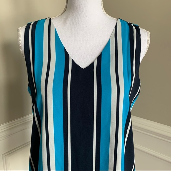 NWOT Ann Taylor V Neck Striped Shell Top Size Small - Picture 2 of 6